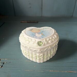 Precious Moments Heart-Shaped Trinket Box with Genuine Peridot | August